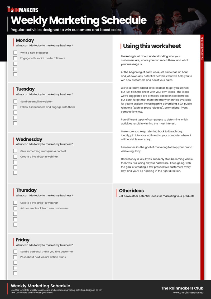 Weekly Marketing Schedule