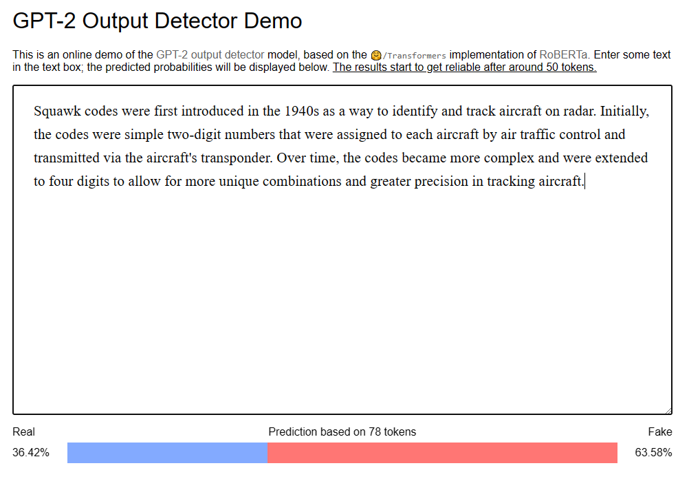 GPT-2 Output Detector First Attempt